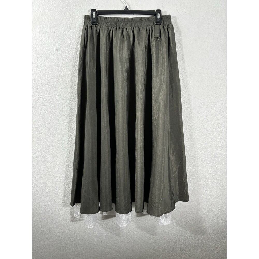 Scarlet Darkness Maxi Skirt Size L Green Raccolta Carta Polyester Blend